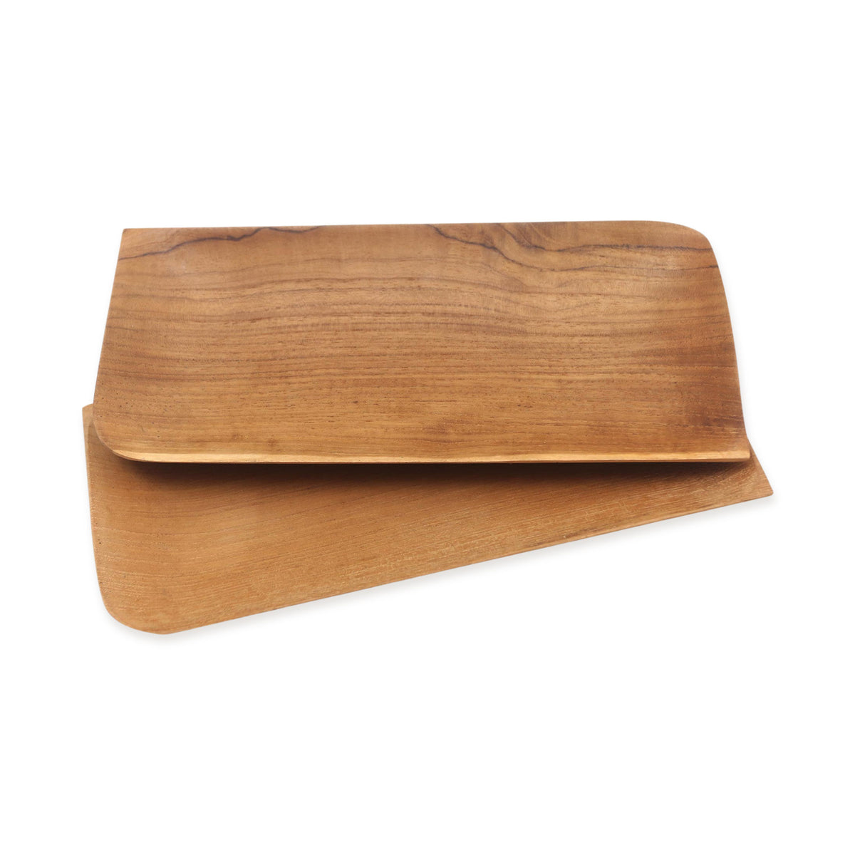 Pair of Handmade Rectangular Teak Wood Sushi Plates