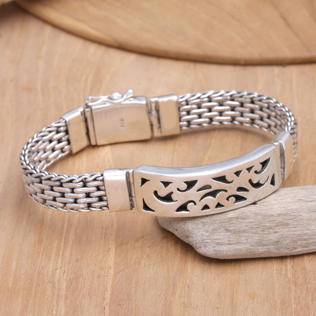 Balinese Hero - Handmade Men's Sterling Silver Link Bracelet
