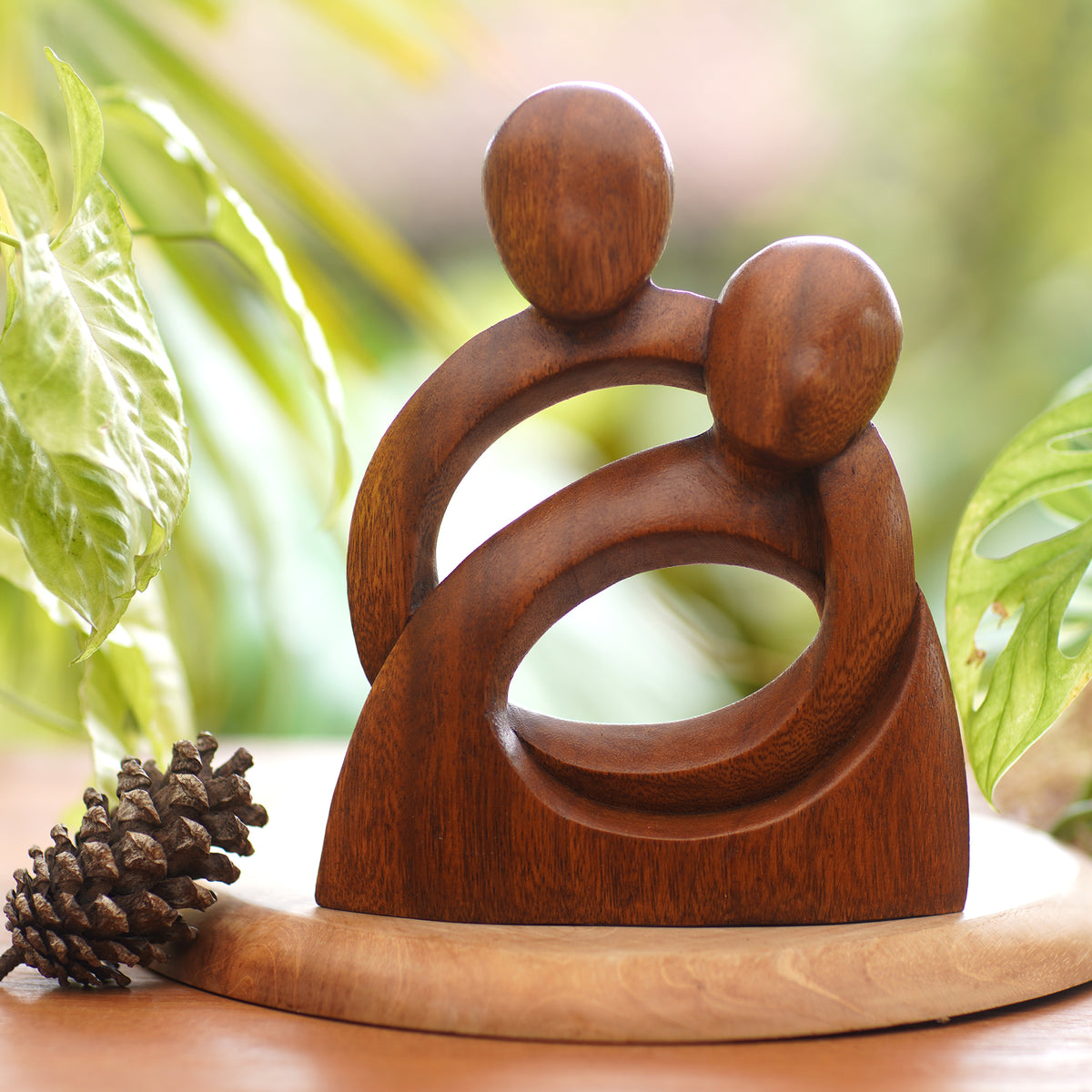 Romantic Wood Sculpture - Eternity of Love