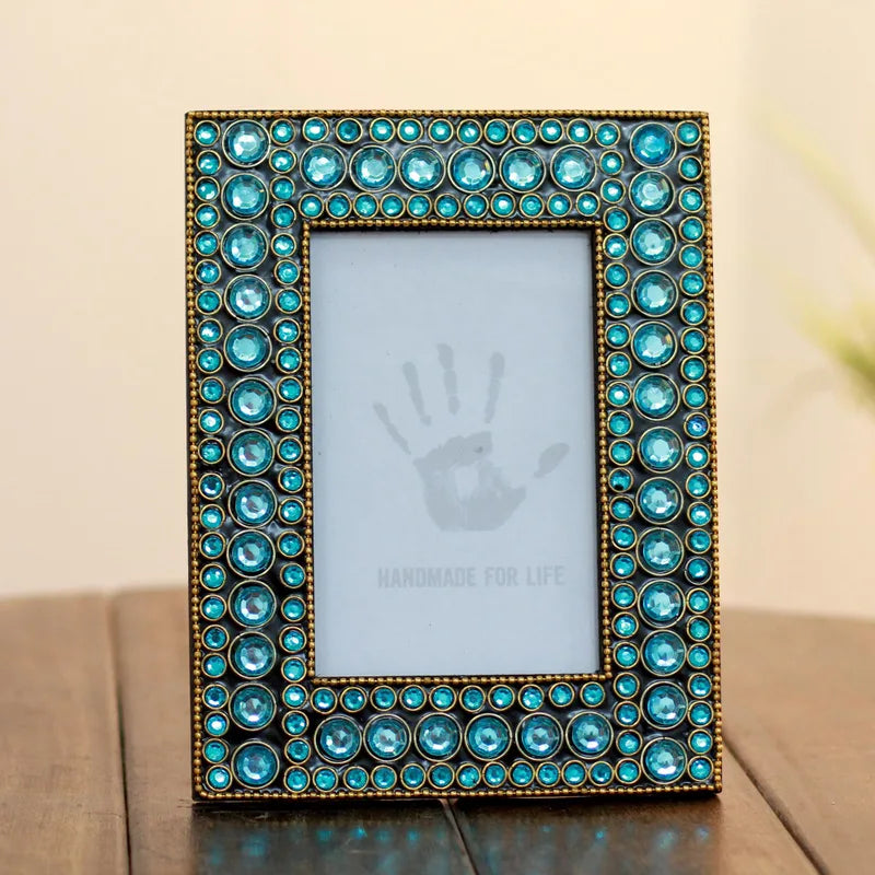 Bejeweled Photo Frame in Aqua Glitz