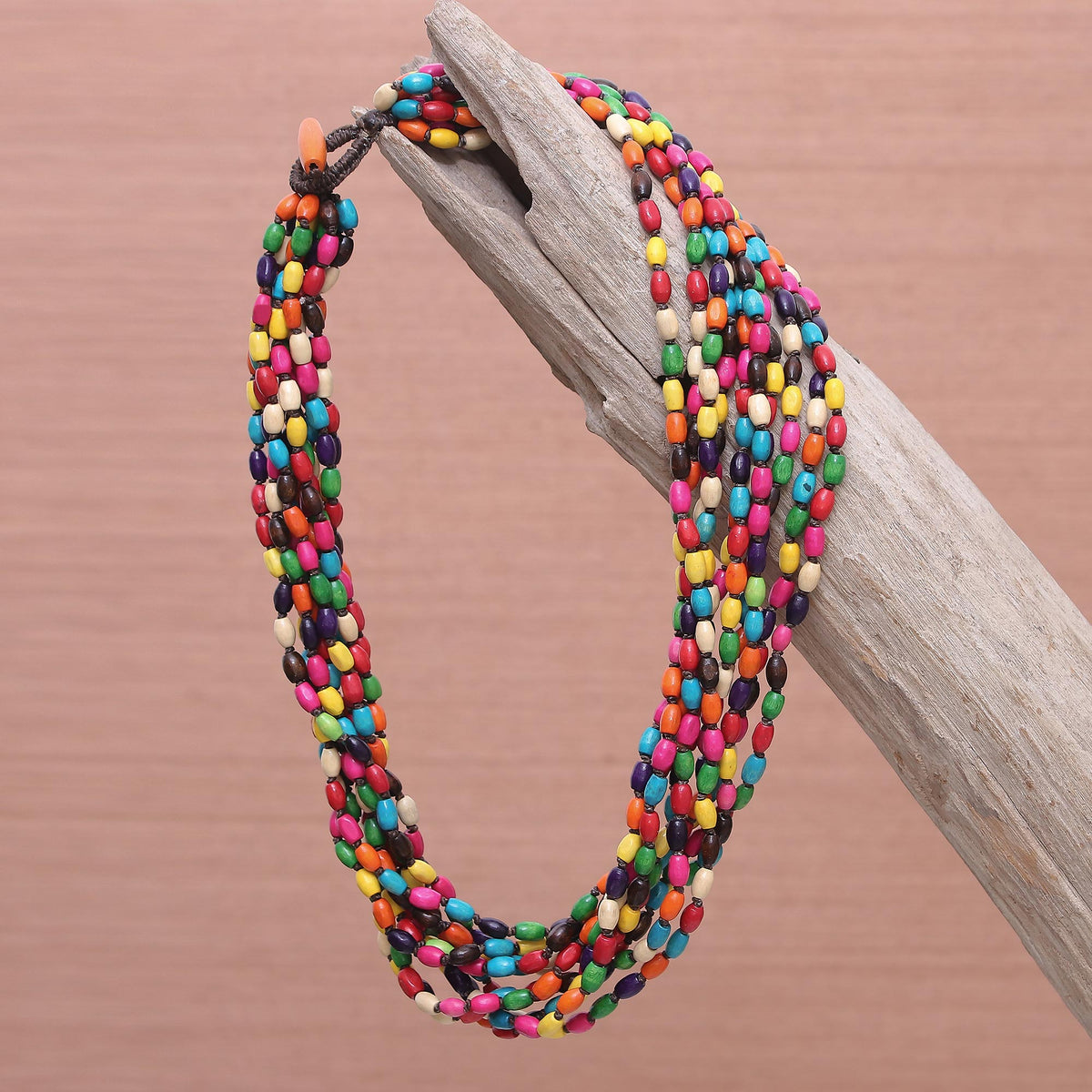 Multicolor Necklace Beaded Jewelry Knotted by Hand