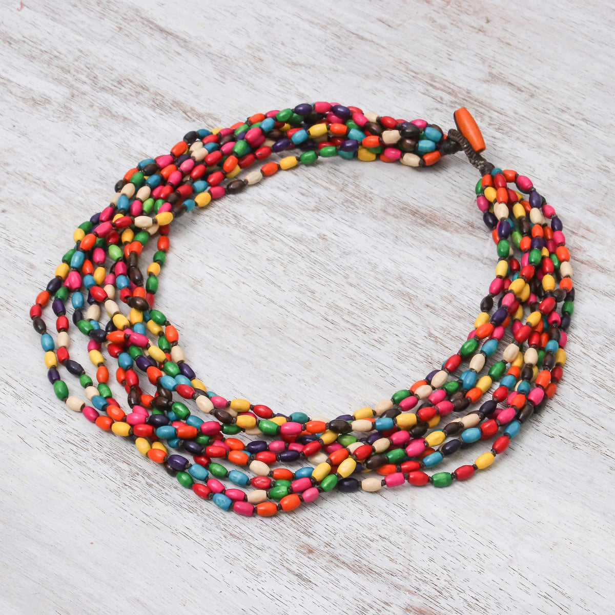 Multicolor Necklace Beaded Jewelry Knotted by Hand