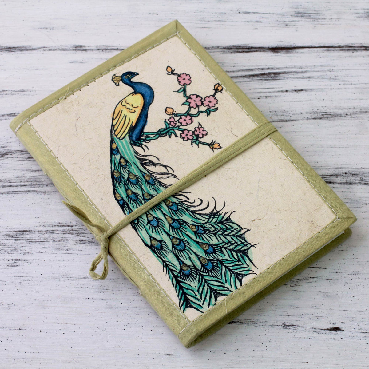 Peacock Journeys - a Handmade Paper Journal with 48 Pages