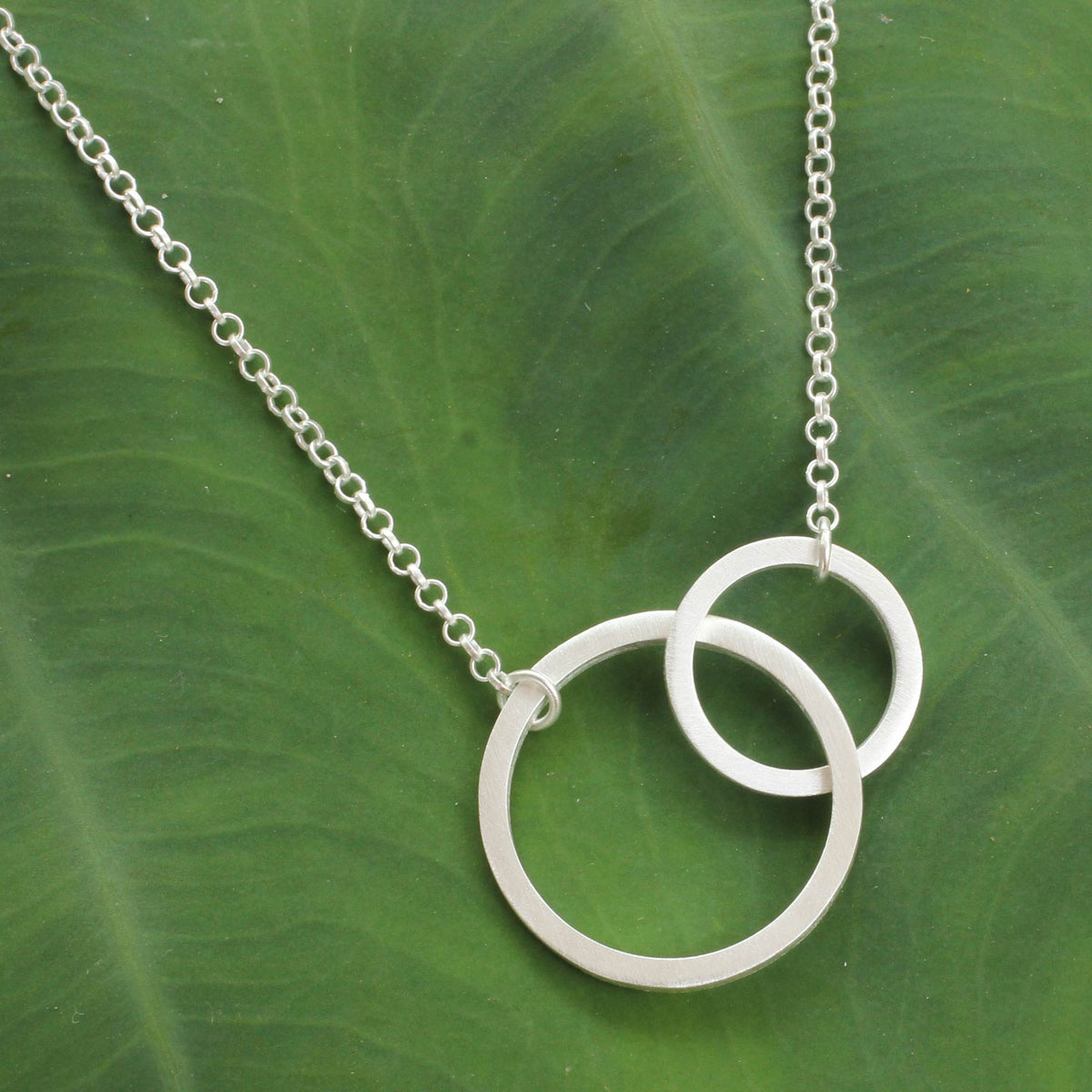 Together - a Fair Trade Sterling Silver Thai Two Circle Necklace