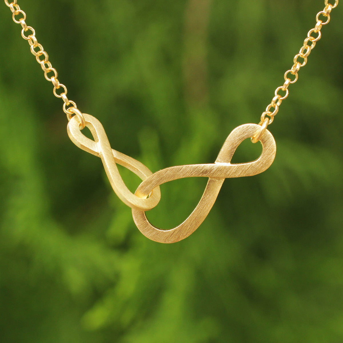 Into Infinity - Brushed Gold Vermeil Necklace with Infinity Symbols