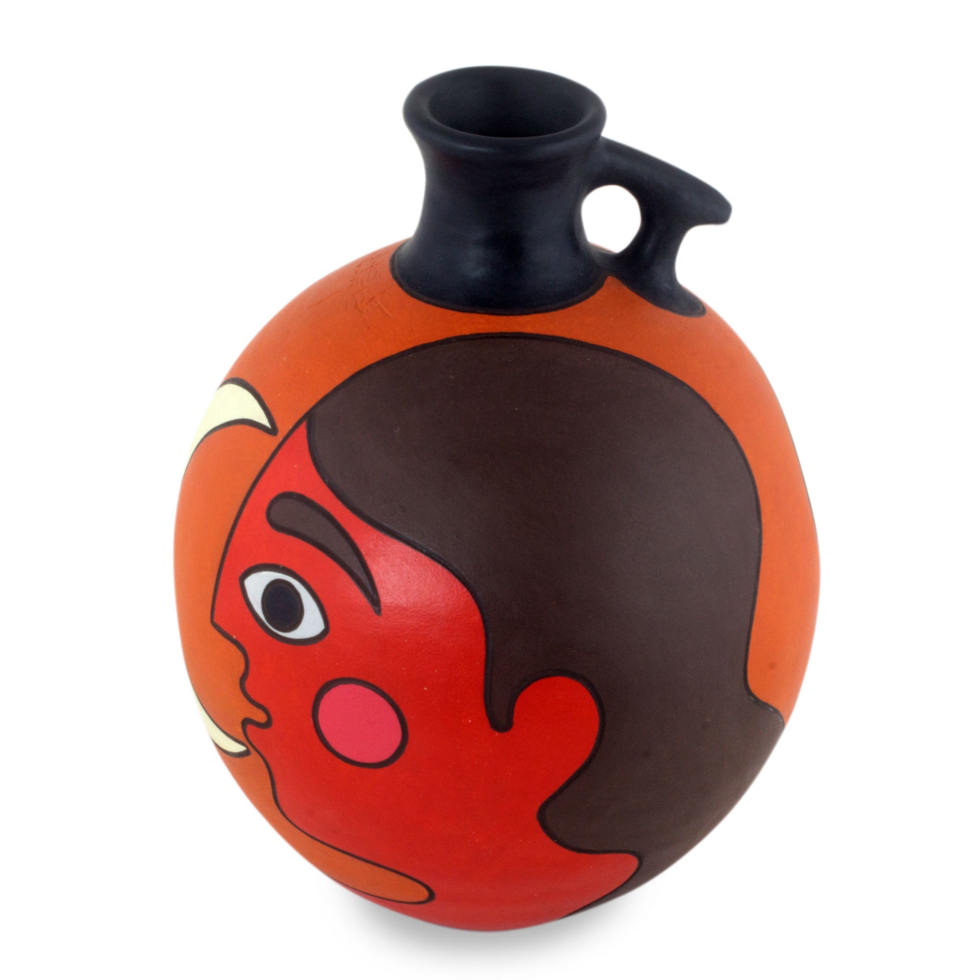 Masaya Nightfall - Man with Moon Signed Artisan Crafted Decorative Vase
