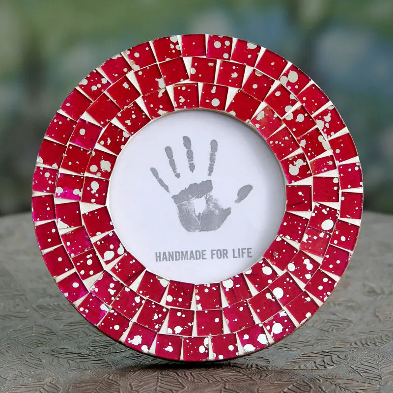 Glass Mosaic Photo Frame in Red Ruby