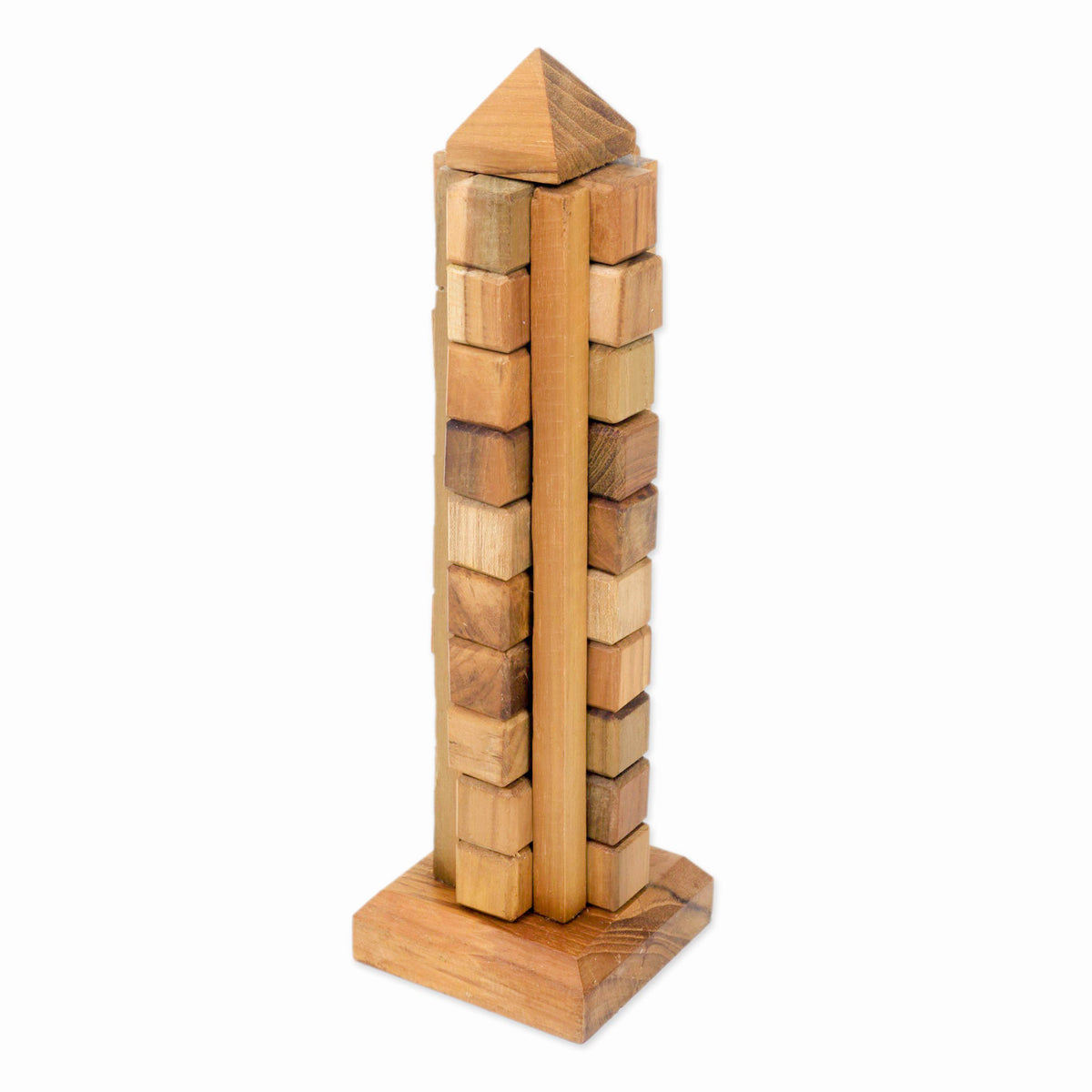 Recycled Teak Wood Desktop Puzzle - Tower