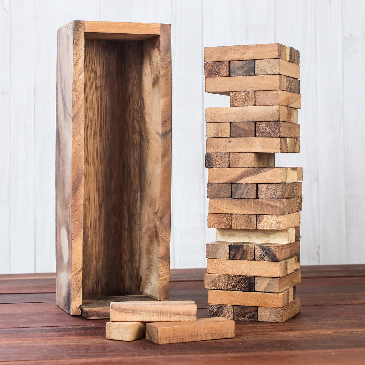 Tower of Fun - Handmade Wood Stacking Tower Game from Thailand
