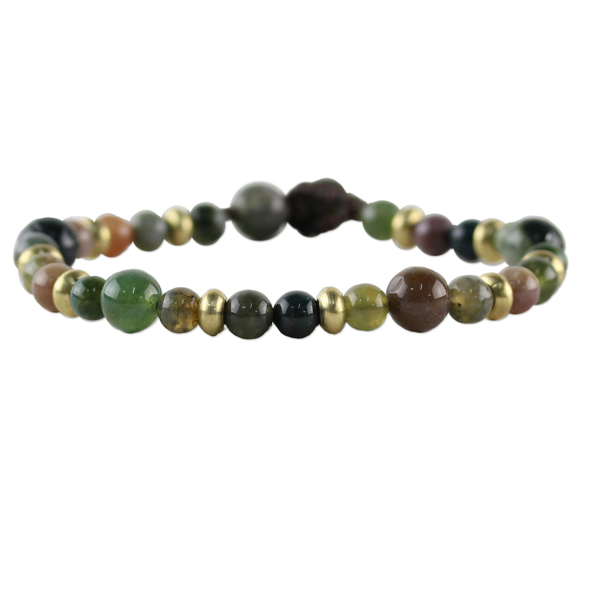 Closer Look at the Agate and Brass Beaded Bracelet from Thailand