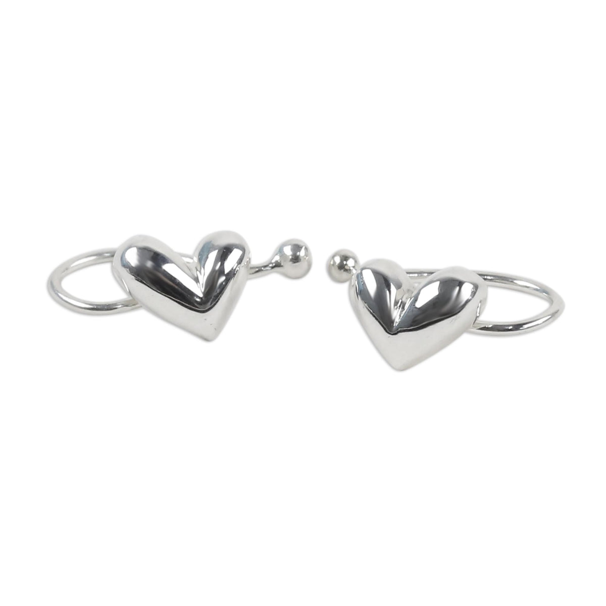 Demure Hearts - A Pair of Sterling Silver Heart Ear Cuffs
