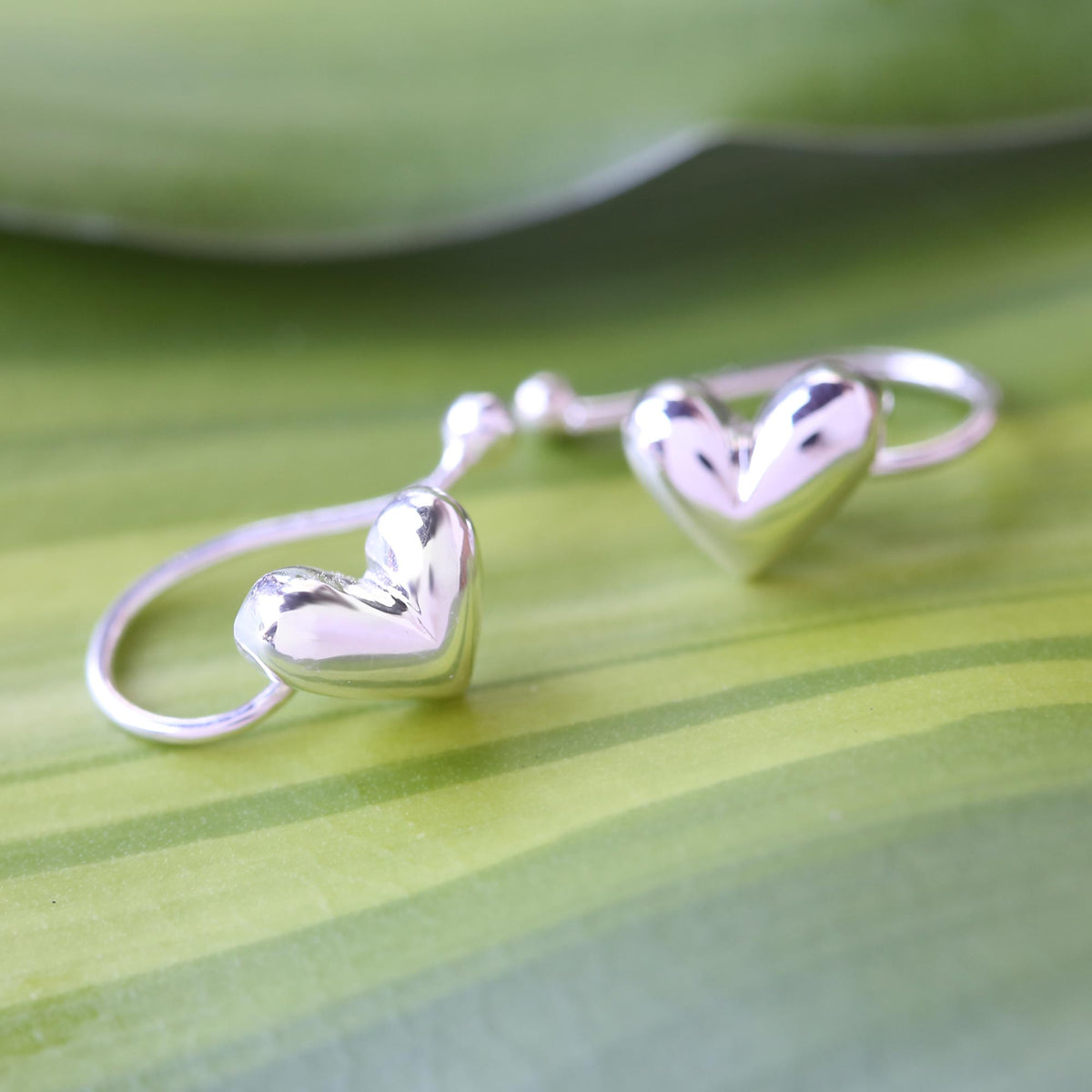 Demure Hearts - A Pair of Sterling Silver Heart Ear Cuffs