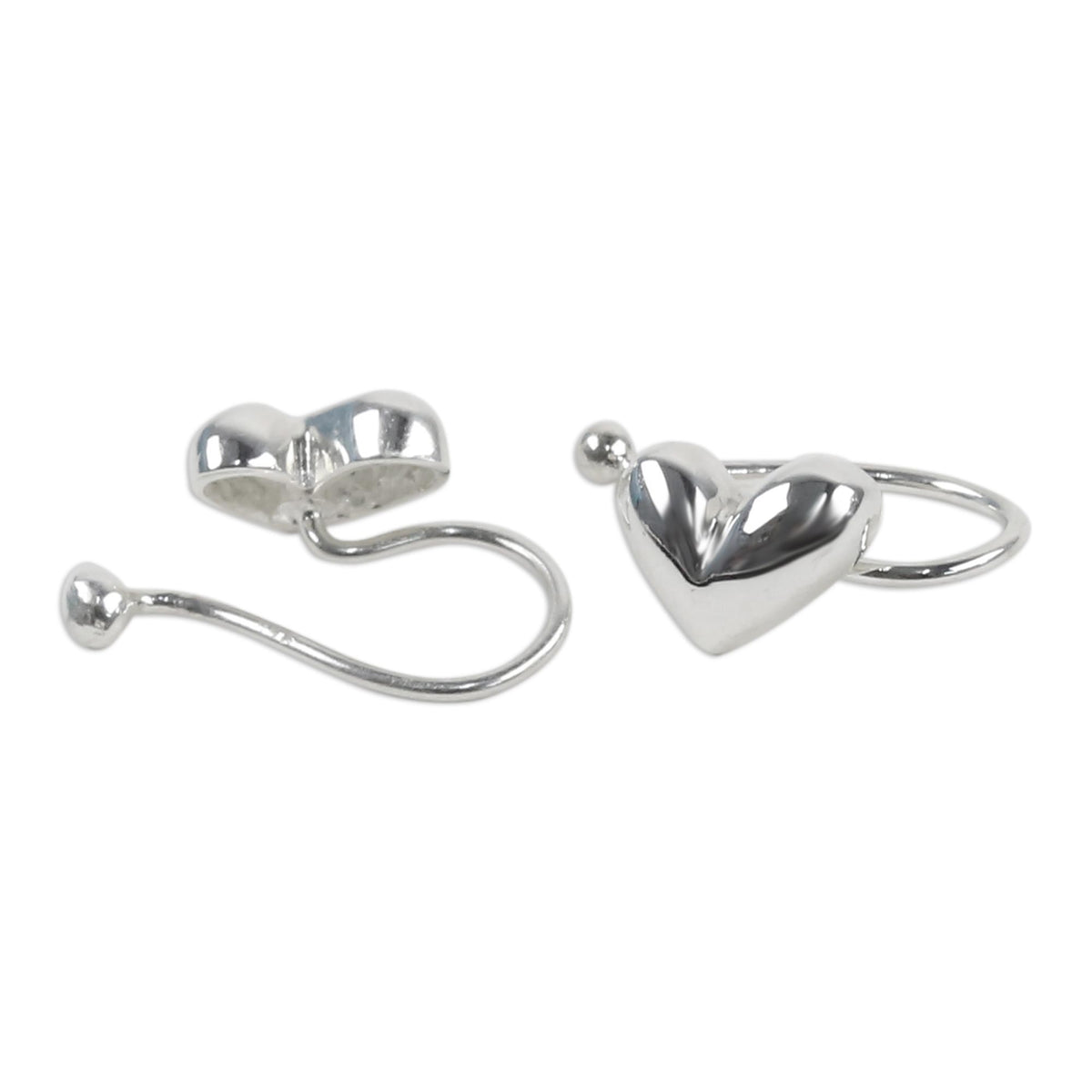 Demure Hearts - A Pair of Sterling Silver Heart Ear Cuffs