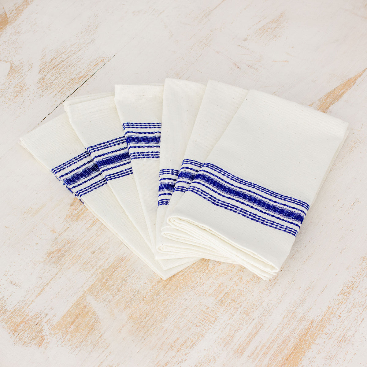 Peaceful Stripes - a Set of 6 Striped 100% Cotton Napkins from Guatemala