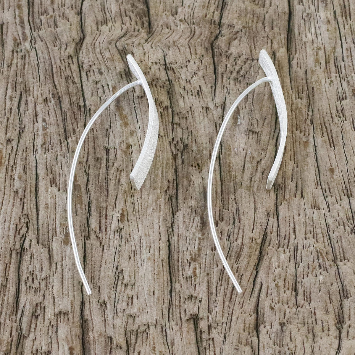 Sterling Silver Rectangular Drop Earrings from Thailand