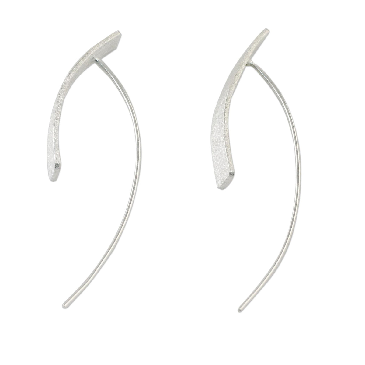 Sterling Silver Rectangular Drop Earrings from Thailand