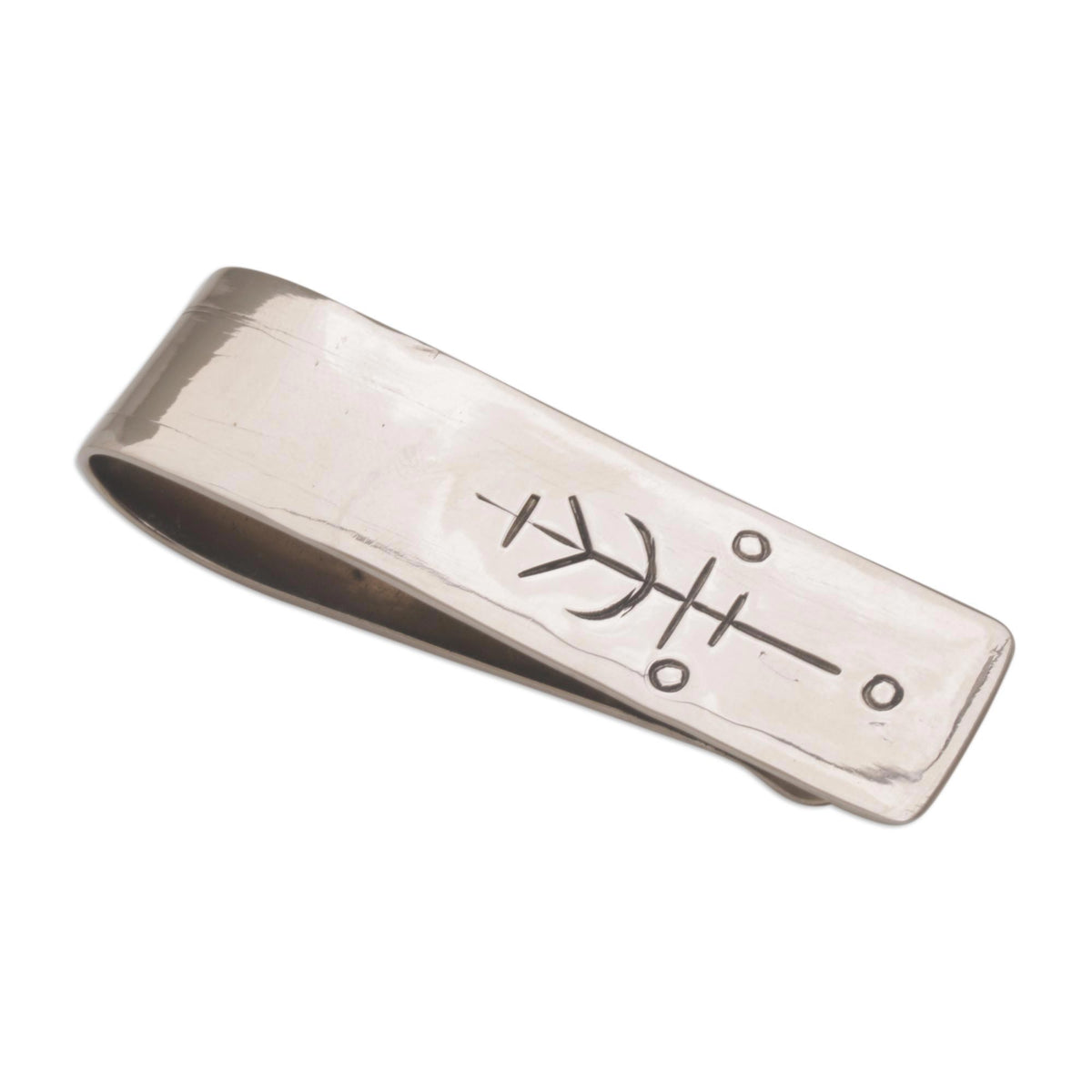Crafted with 'Luck Will Follow Me' Sigil - Engraved Stainless Steel Money Clip from Indonesia