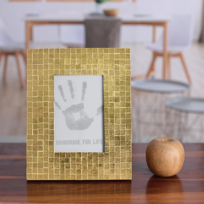 Glass Mosaic Photo Frame in Golden Harmony