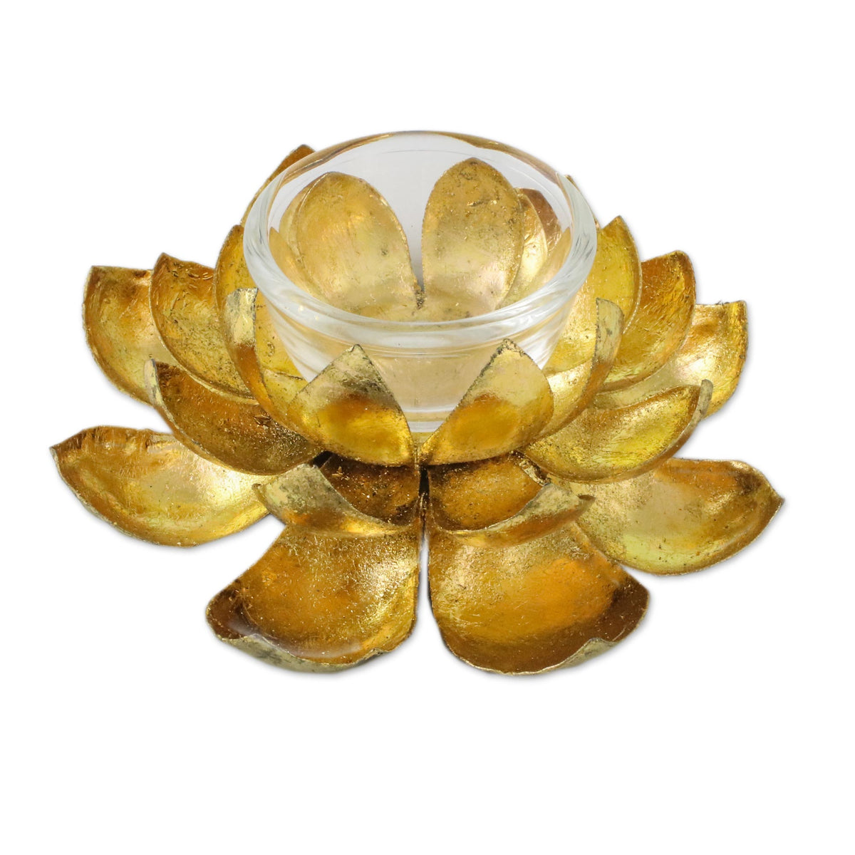 Gleaming Lotus - A Lotus Shaped Steel Tealight Holder from Thailand