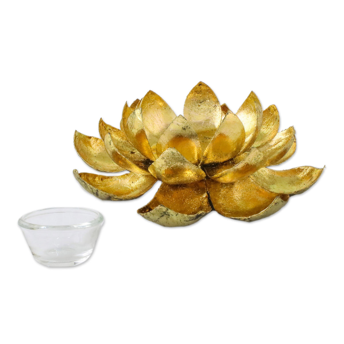Gleaming Lotus - A Lotus Shaped Steel Tealight Holder from Thailand