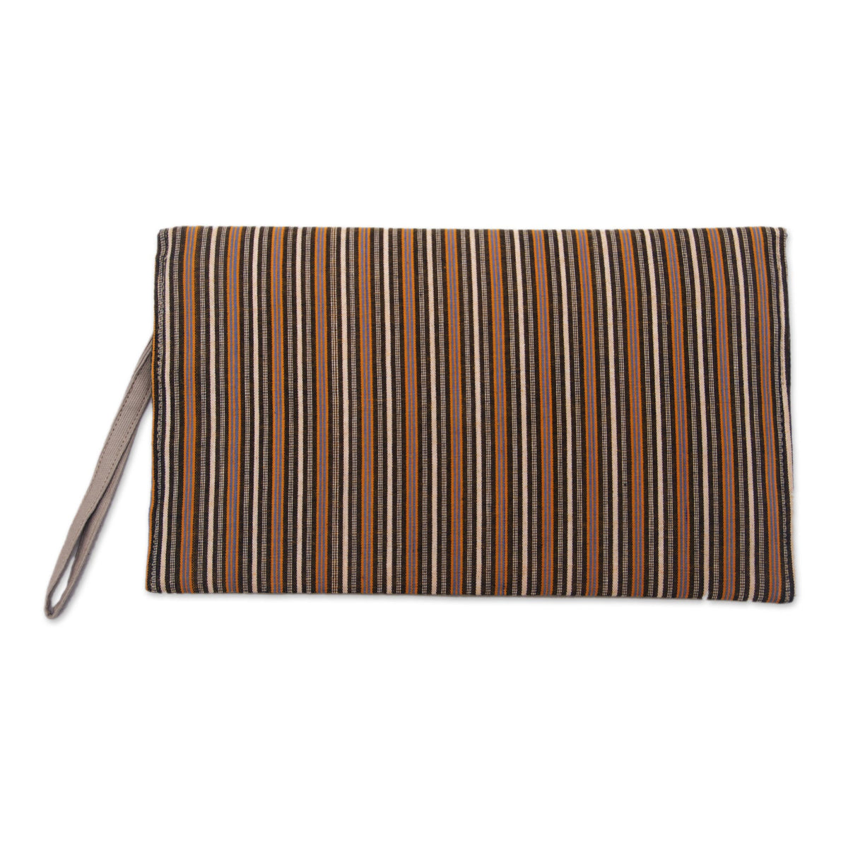 Khaki and Orange Cotton Wristlet Clutch with Interior Pocket - Lurik Amplop Khaki