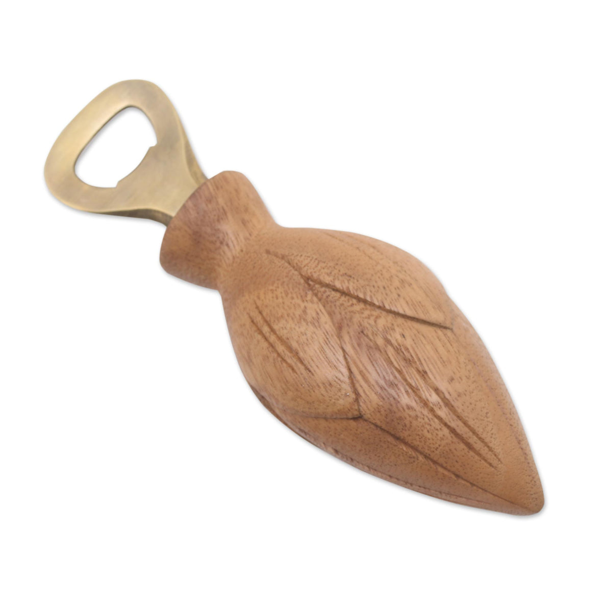 Handcrafted Wood Lotus Bottle Opener in Brown from Bali