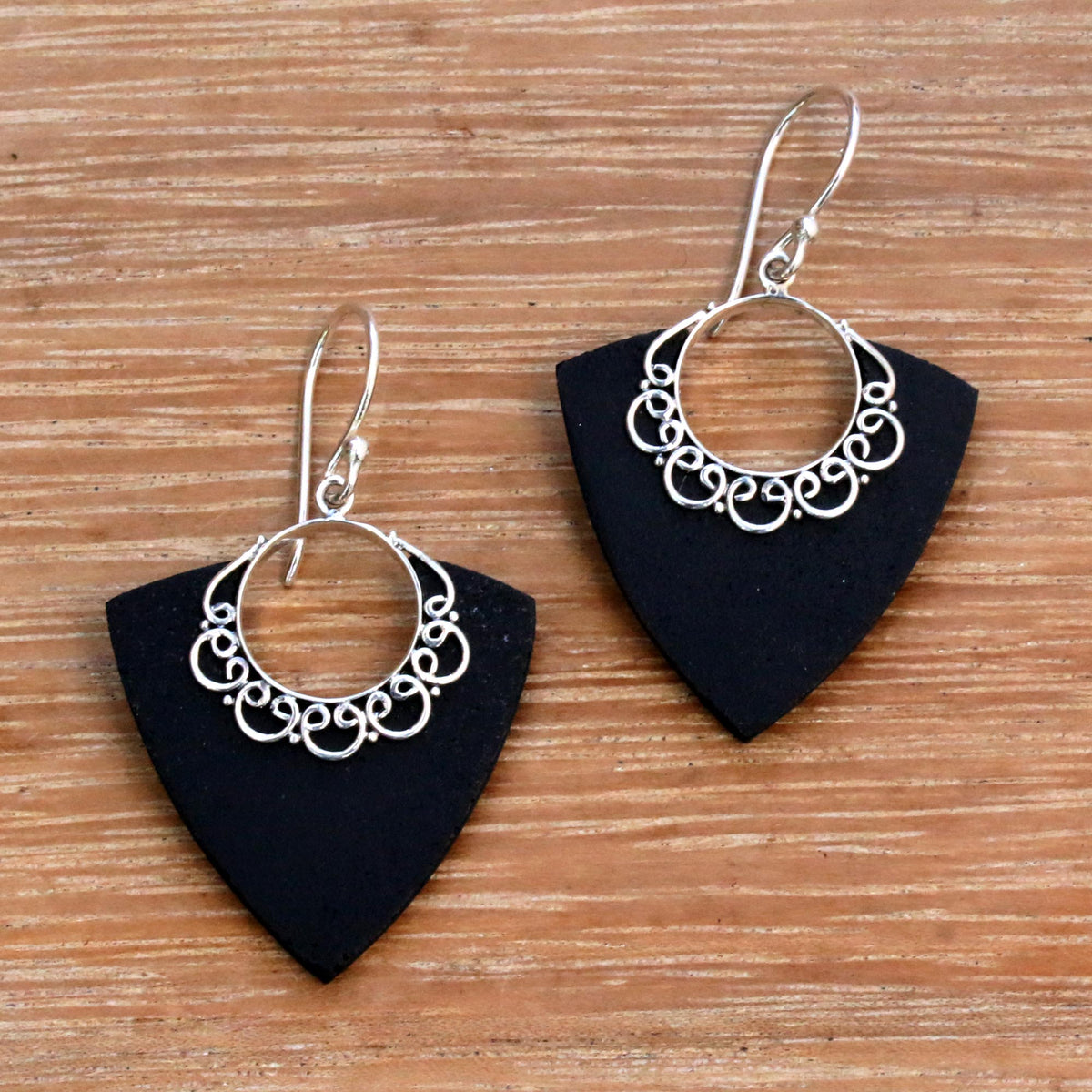 Shooting Arrows - Shooting Arrows Sterling Silver Lava Stone Dangle Earrings