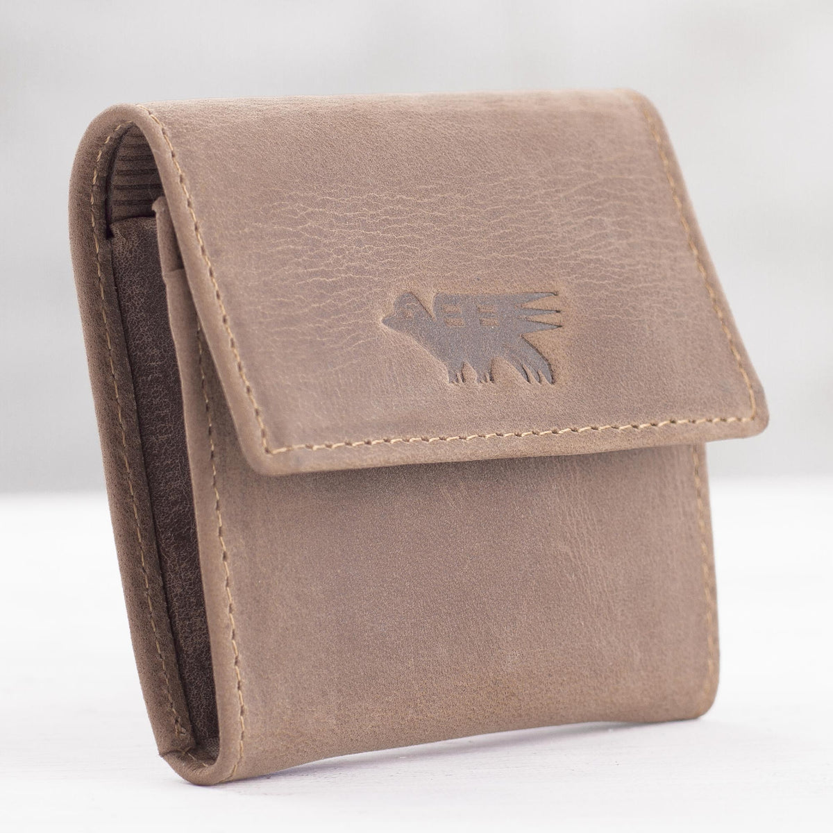 Esquire in Light Brown - a Men's Two Compartment Light Brown Leather Coin Wallet