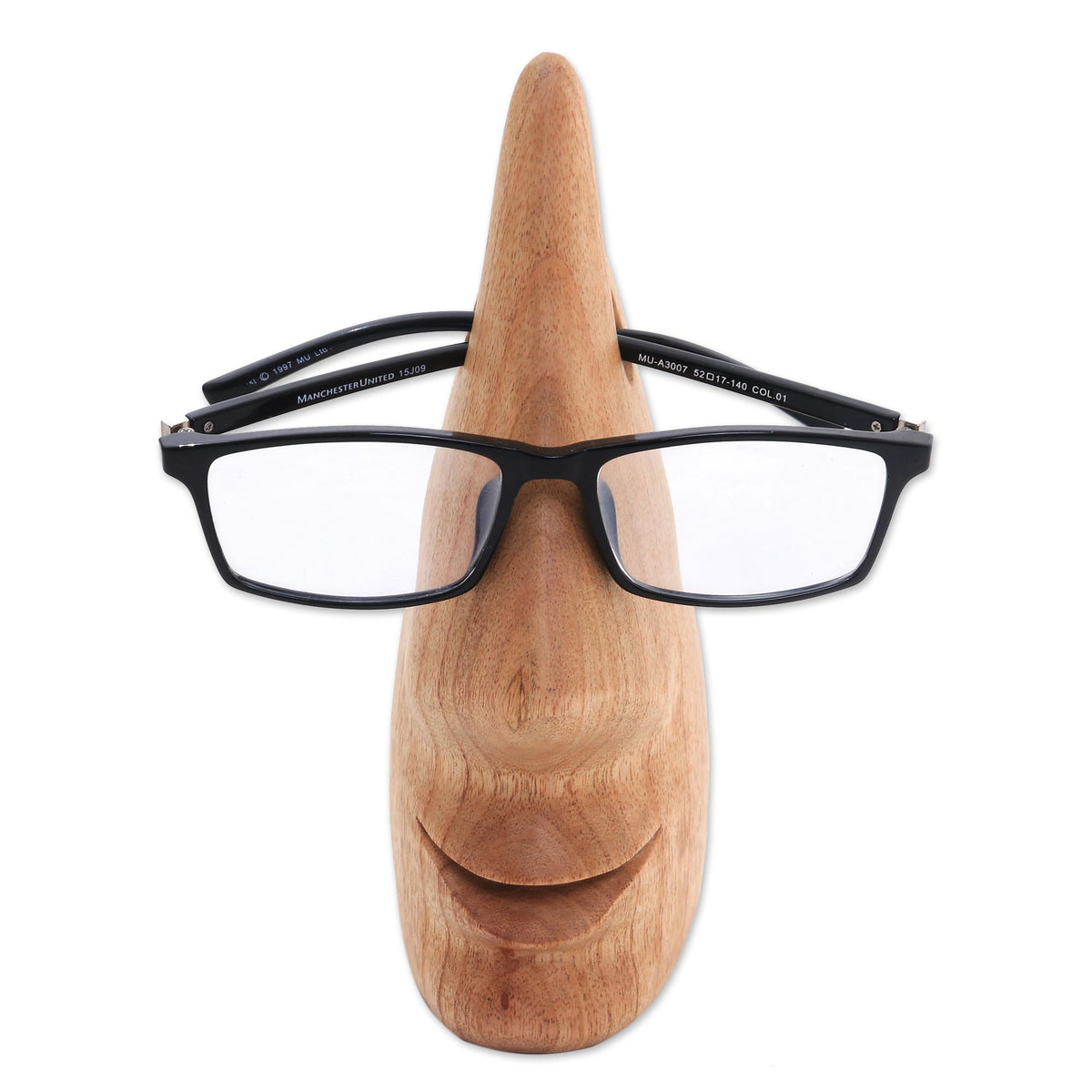Nosing Around - Whimsical Brown Hand Carved Wood Face Eyeglasses Holder