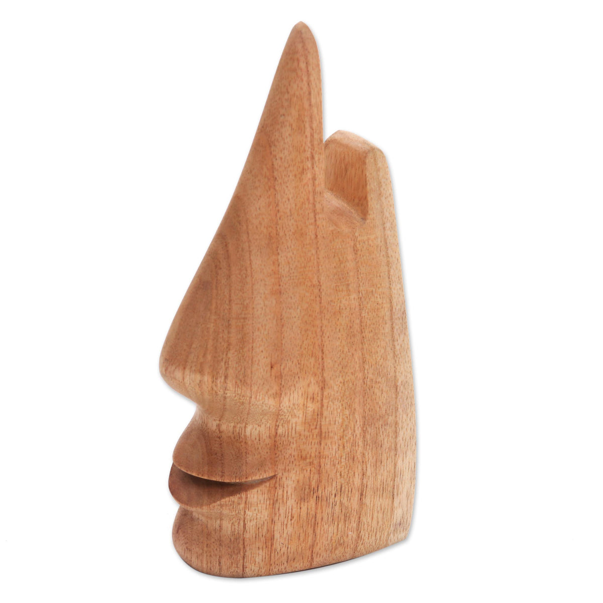 Nosing Around - Whimsical Brown Hand Carved Wood Face Eyeglasses Holder