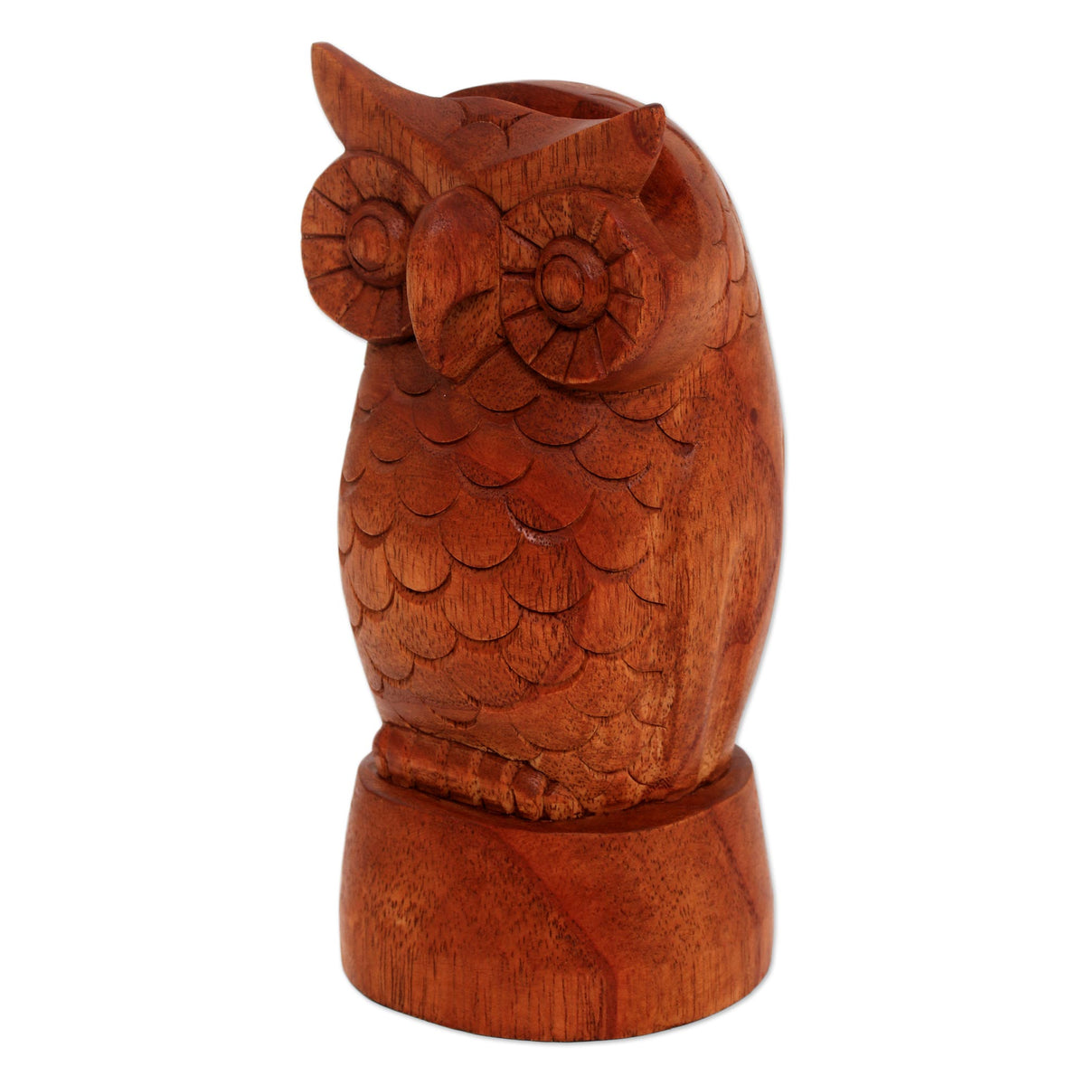 Owl-Shaped Jempinis Wood Eyeglasses Holder from Bali