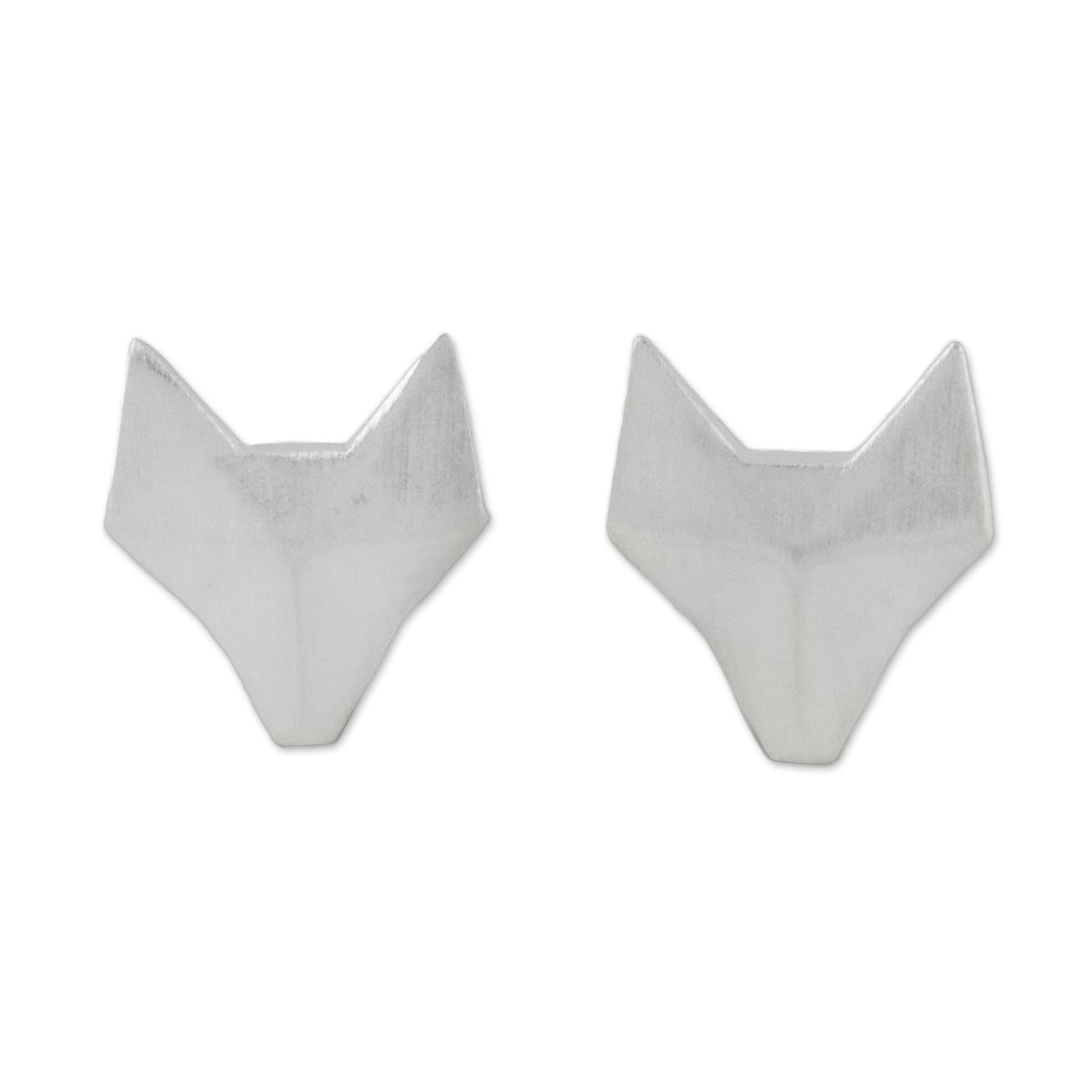 Geometric Fox Sterling Silver Stud Earrings from Thailand for Fox Lovers