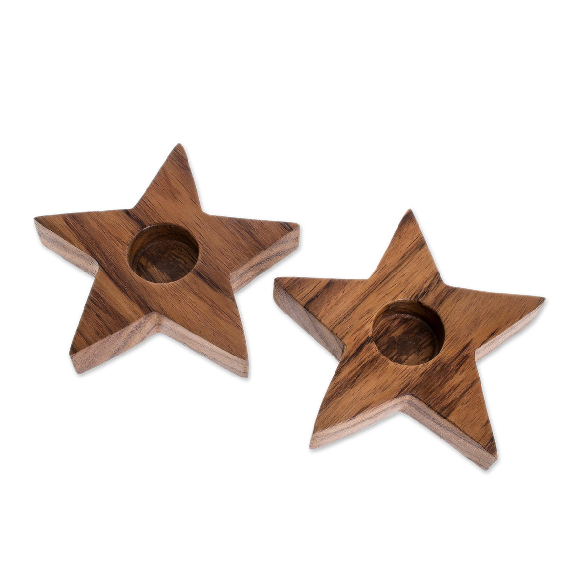 Rustic Decor - Star-Shaped Wood Tealight Holders