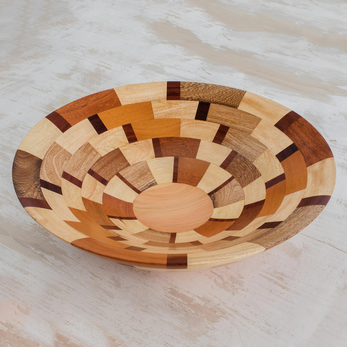 Palo Blanco and Caoba Wood Serving Bowl from Guatemala