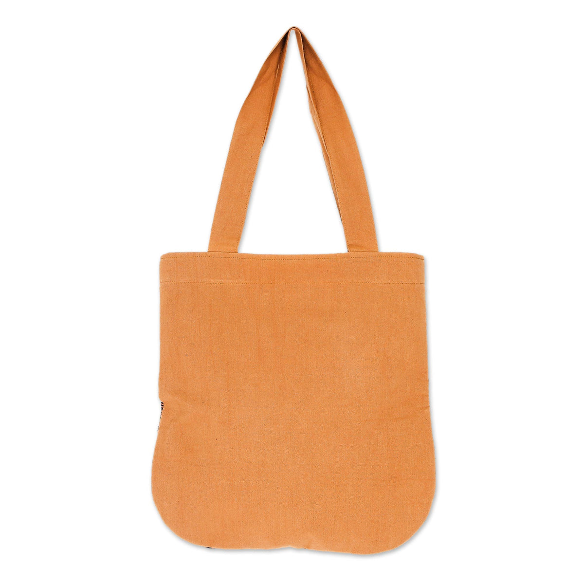 The back of the Geometric Cotton Shoulder Bag in Caramel from Thailand