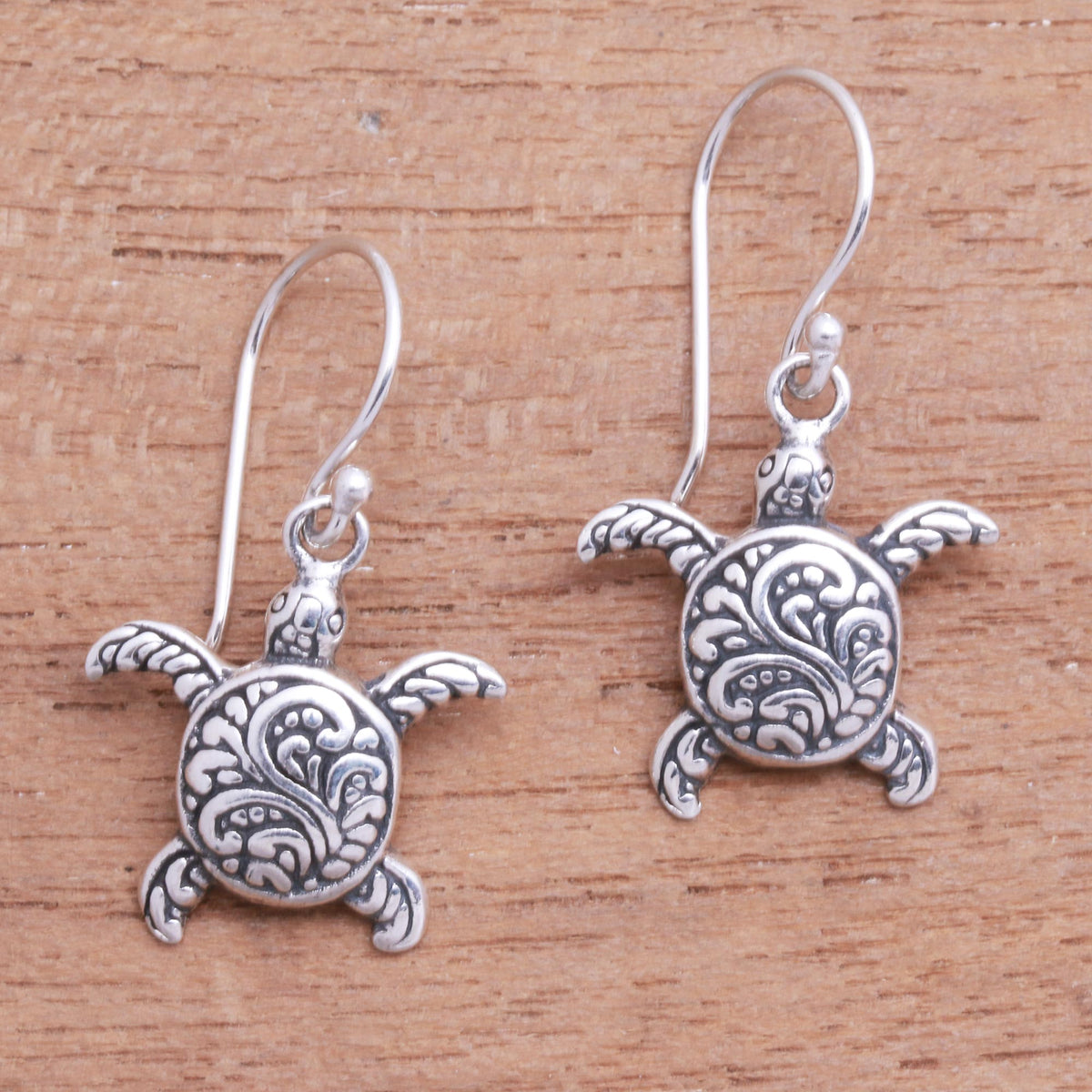 Baby Turtles - Sterling Silver Sea Turtle Dangle Earrings from Bali