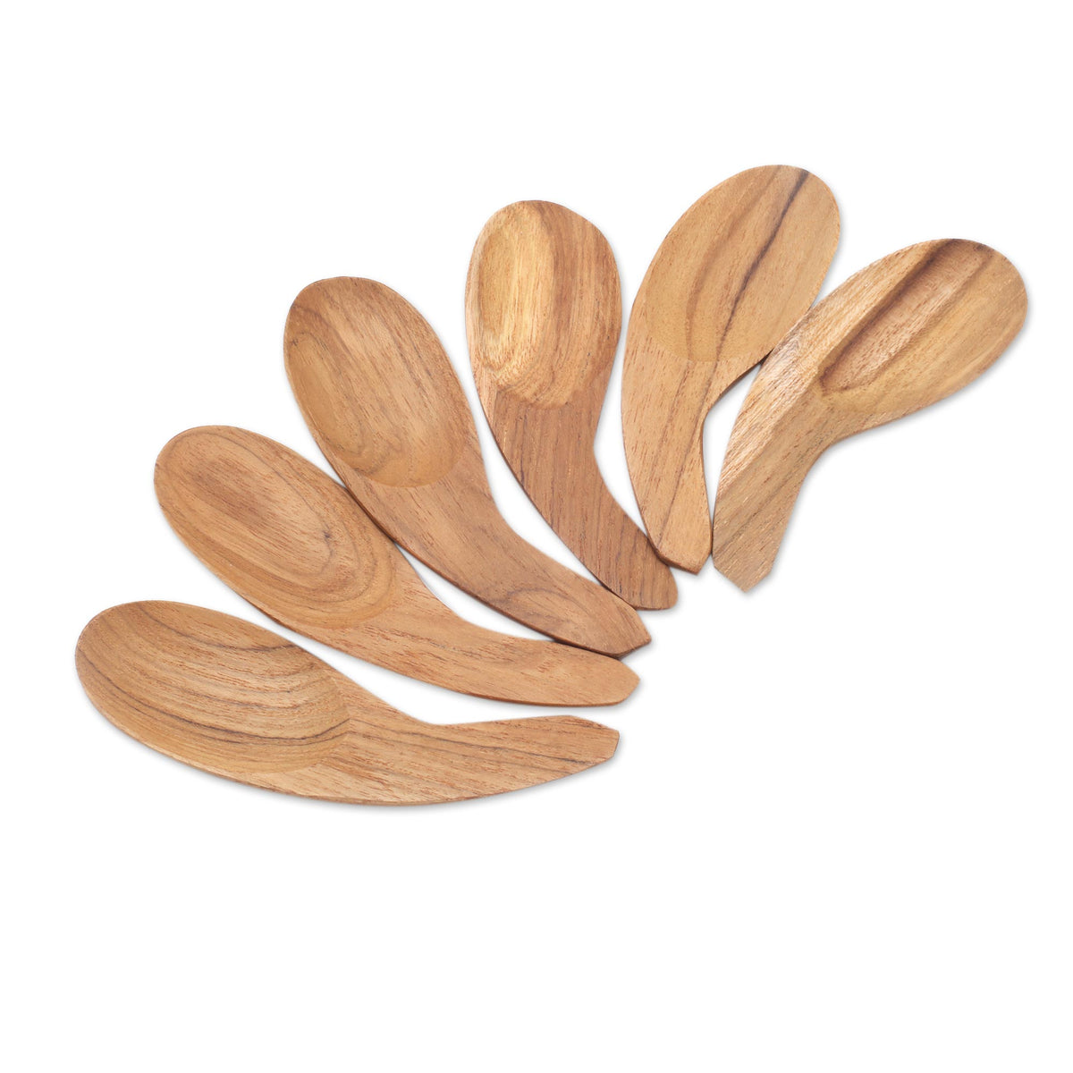 Curved Teak Wood Scoops from Bali (Set of 6) for a Stylish Meal