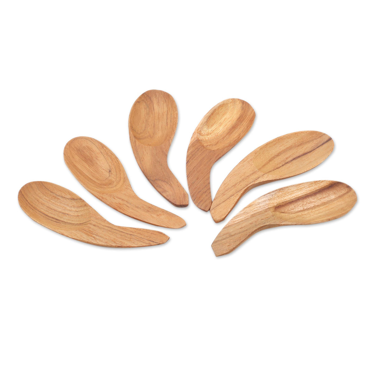 Curved Teak Wood Scoops from Bali (Set of 6) for a Stylish Meal