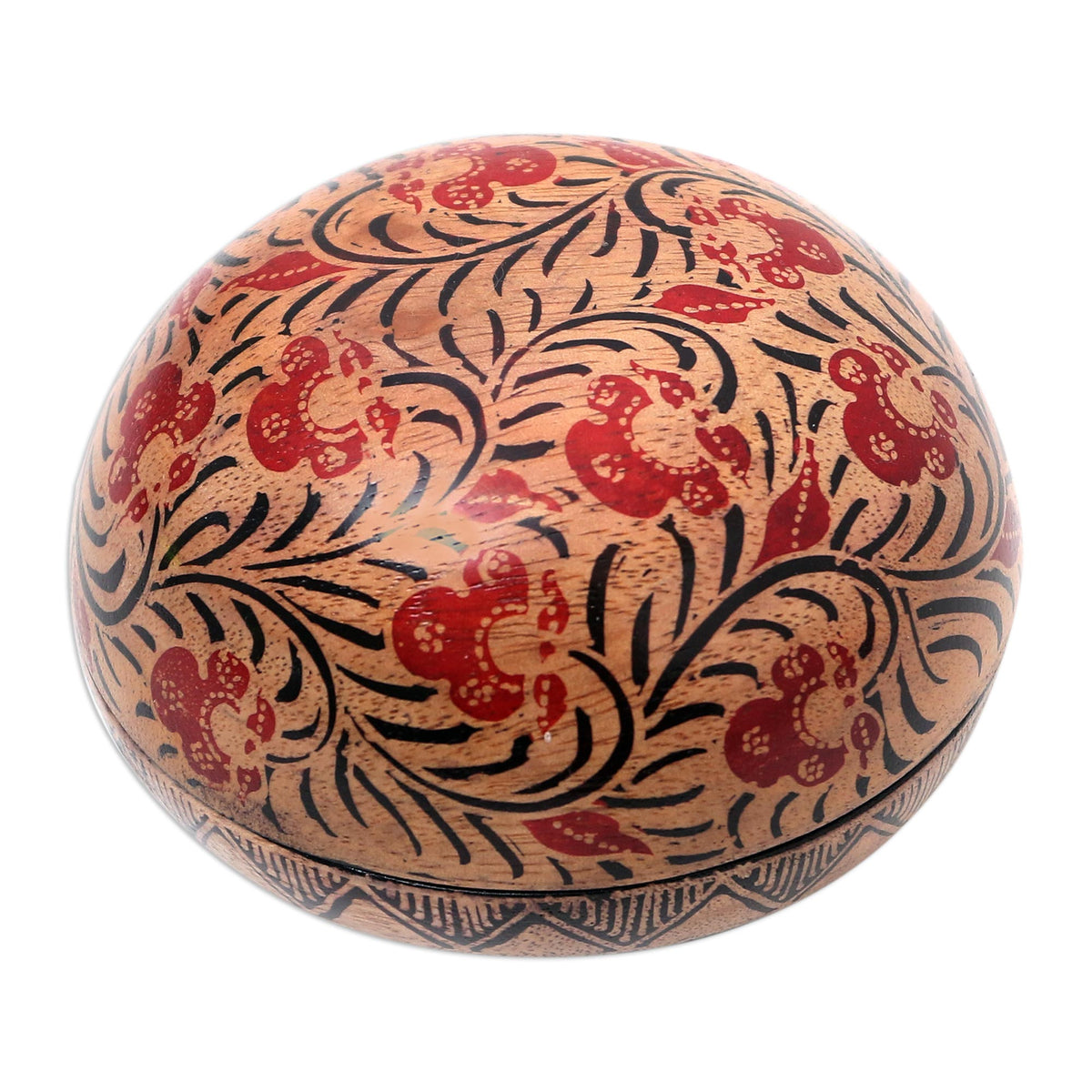Balinese Round Wood Batik Decorative Box