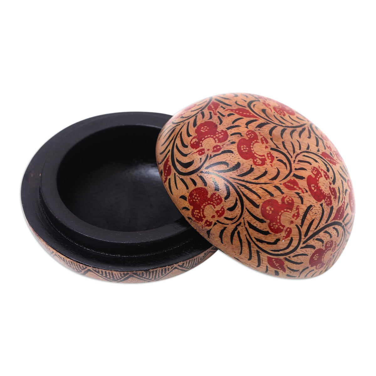 Balinese Round Wood Batik Decorative Box