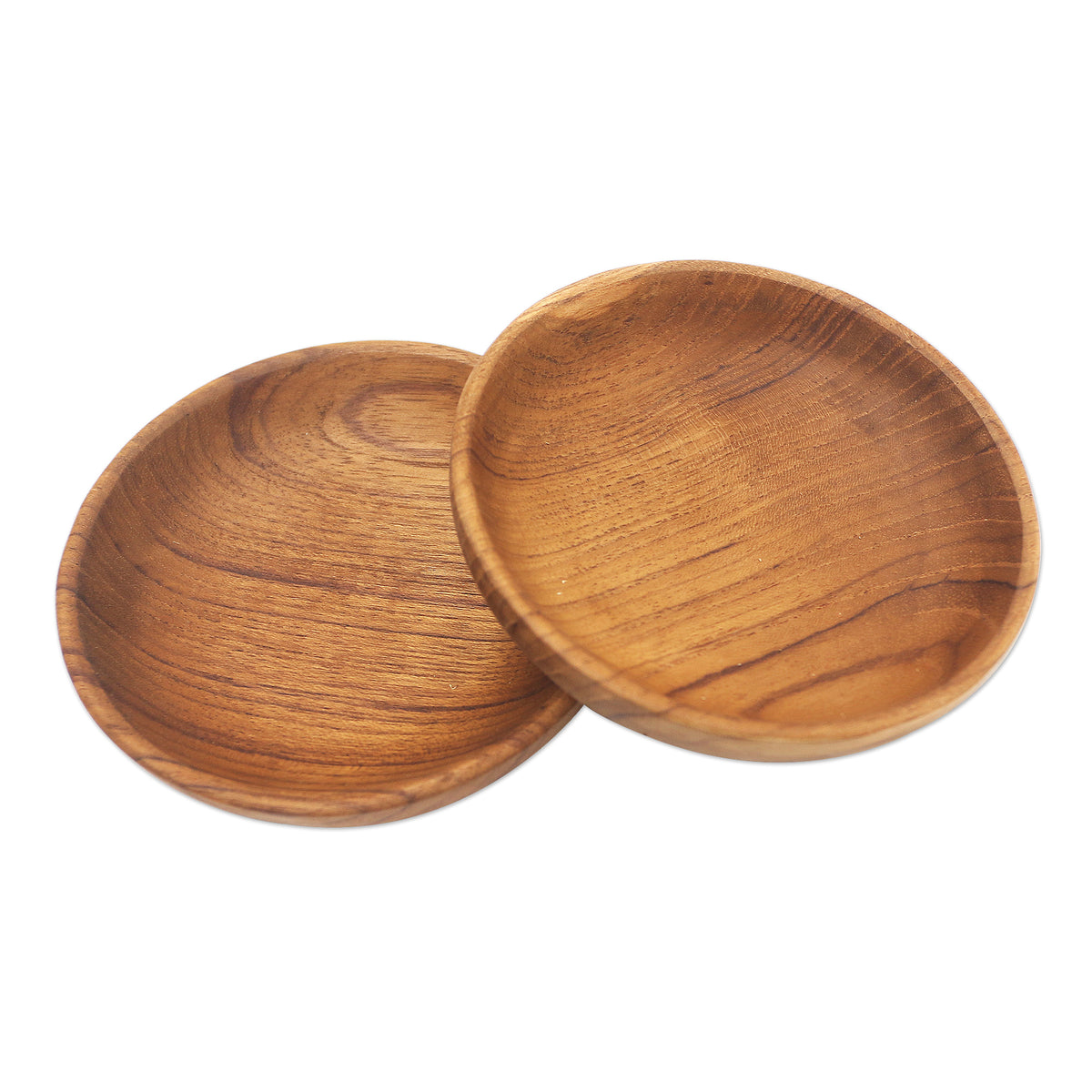 A Pair of Handmade Teak Wood Snack Bowls from Bali