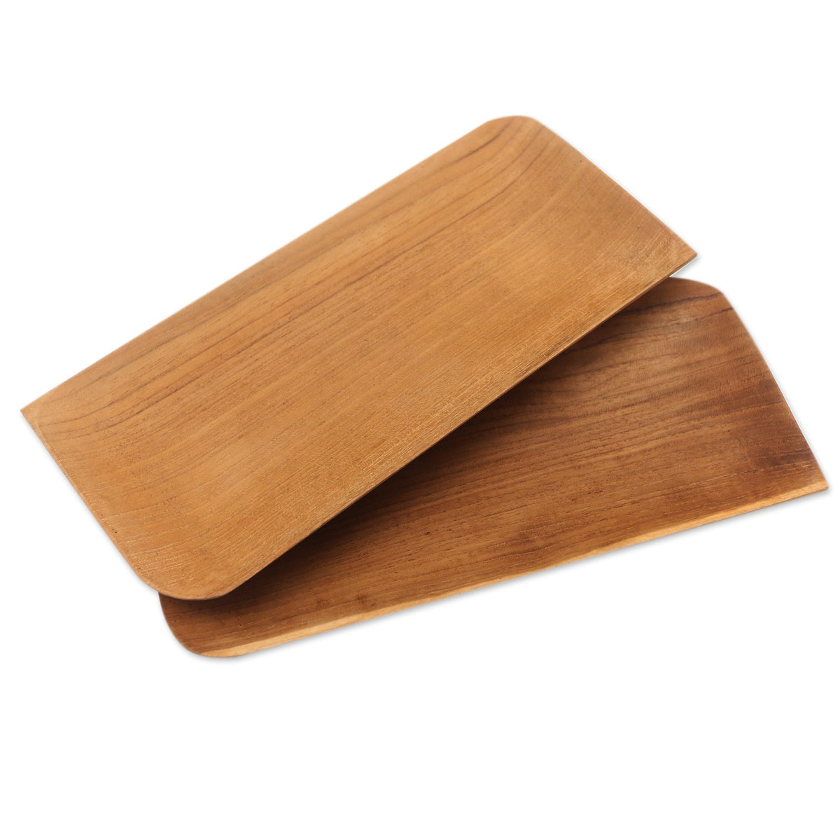 Pair of Handmade Rectangular Teak Wood Sushi Plates