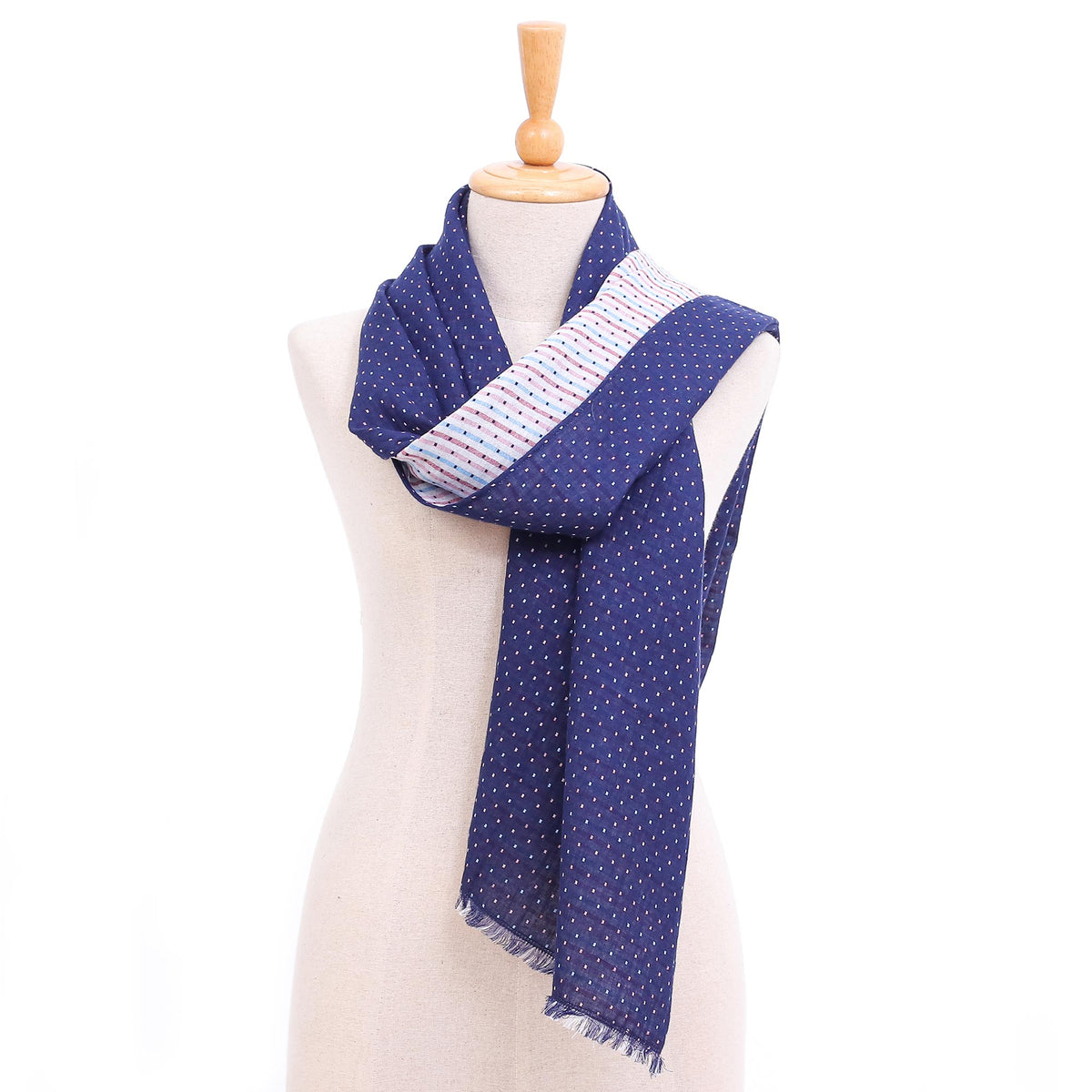 Winter Star - a Dark Blue Cotton Scarf from Thailand