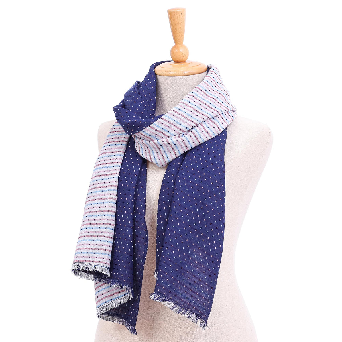 Winter Star - a Dark Blue Cotton Scarf from Thailand