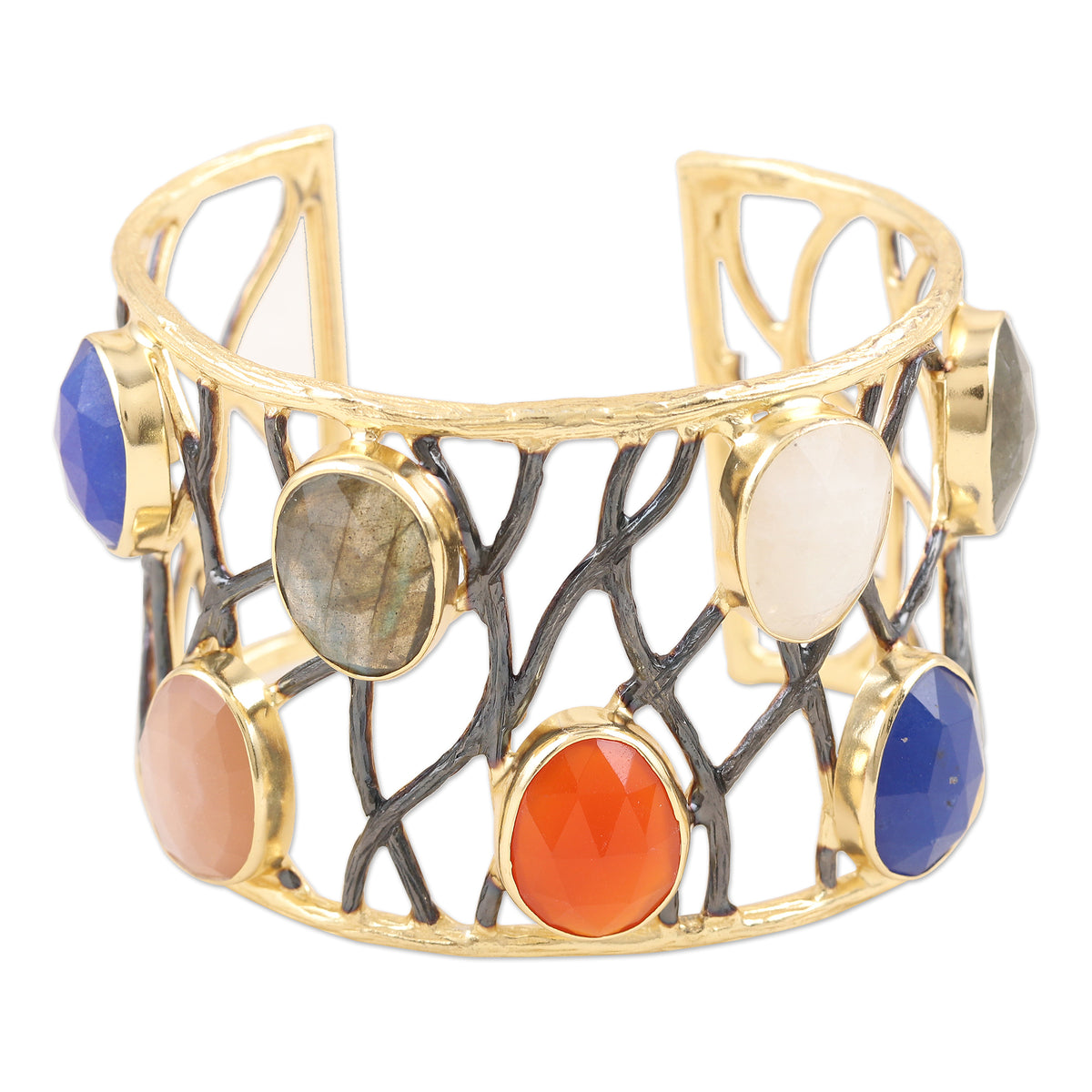Gold-Plated Rainbow Moonstone and Rose Quartz Bracelet - Color Pop MEXICO