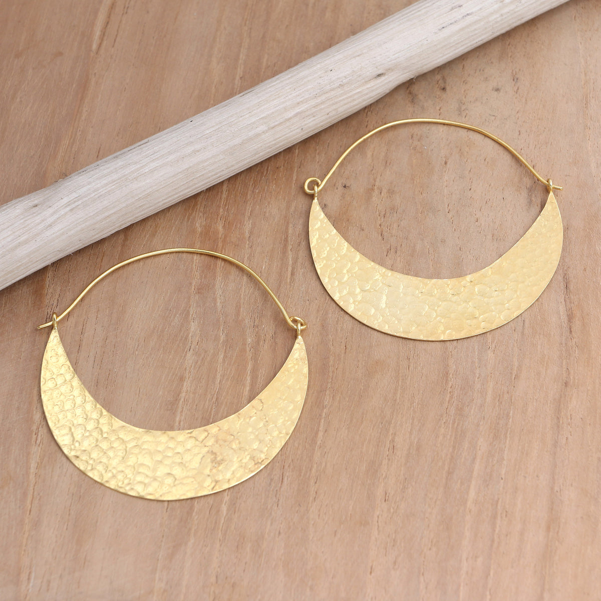 Hand Crafted Gold-Plated Hoop Earrings from Indonesia