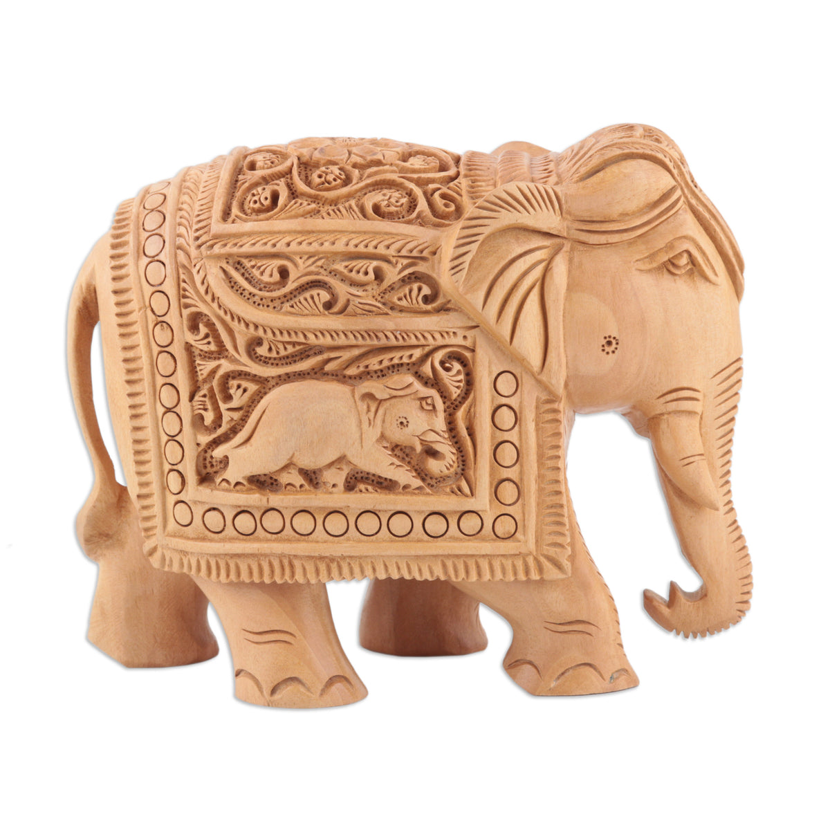 Handcrafted Kadam Wood Elephant Sculpture - Indian Grandeur