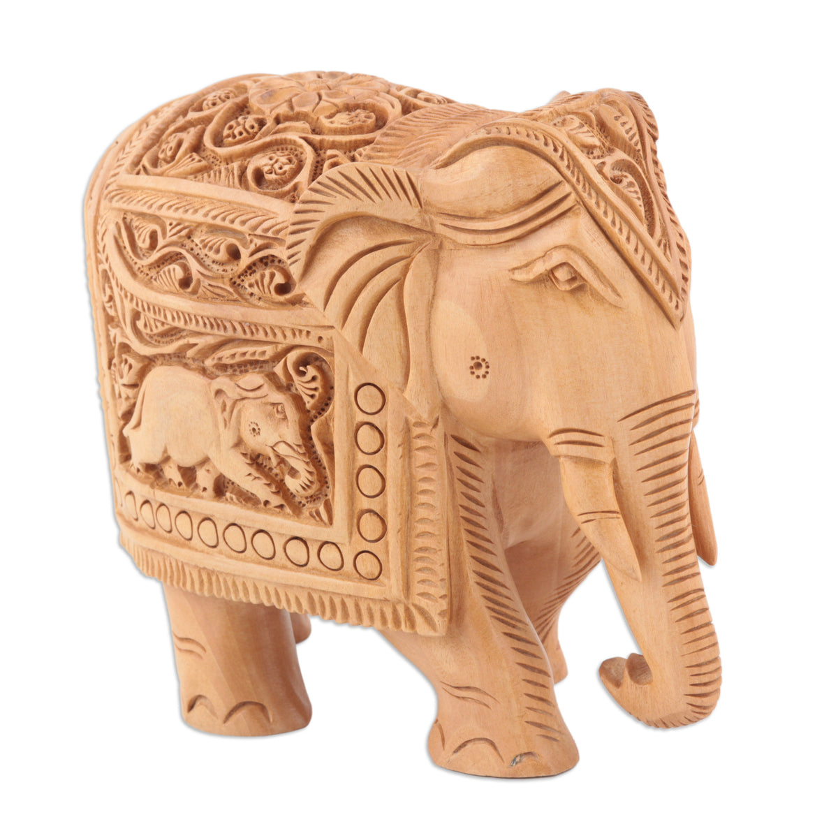 Handcrafted Kadam Wood Elephant Sculpture - Indian Grandeur