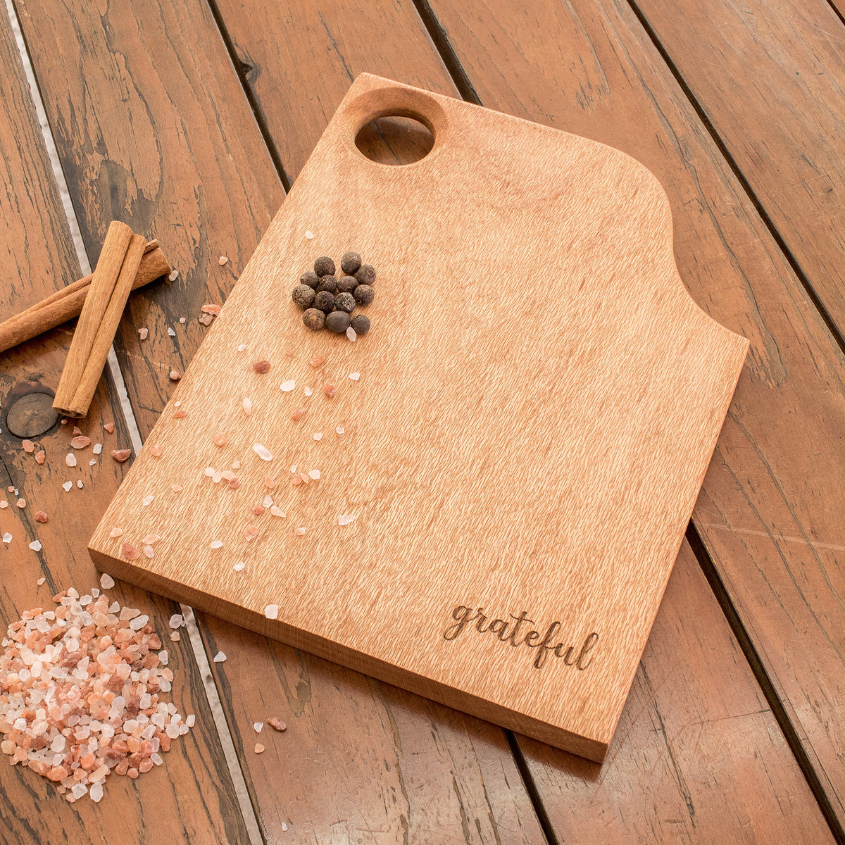 Handcrafted Brown Oak Wood Cutting or Serving Board