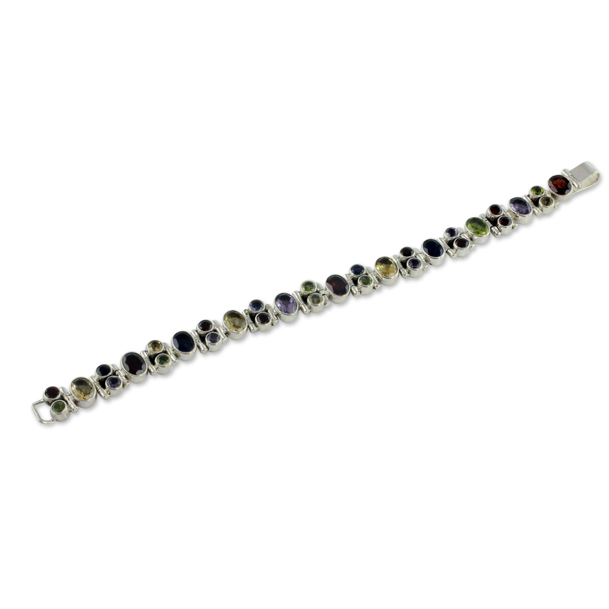 Sparkle - a Handmade Multi-gemstone Sterling Silver Link Bracelet